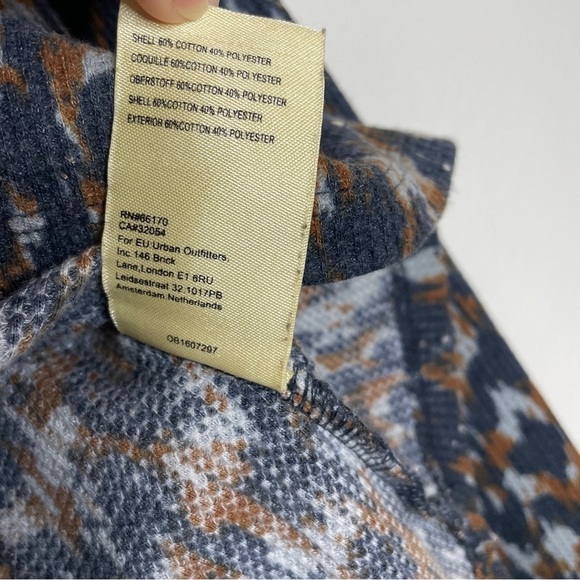 Anthropologie Pilcro Notched Waffle Knit Thermal Long Sleeve Blue Motif - Picture 6 of 6